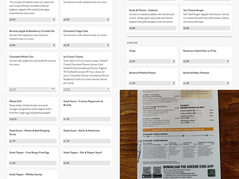 Stonemasons Arms Menu