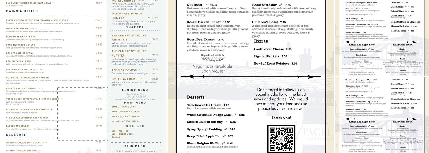 The Old Packet House Menu
