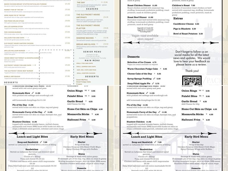 The Old Packet House Menu