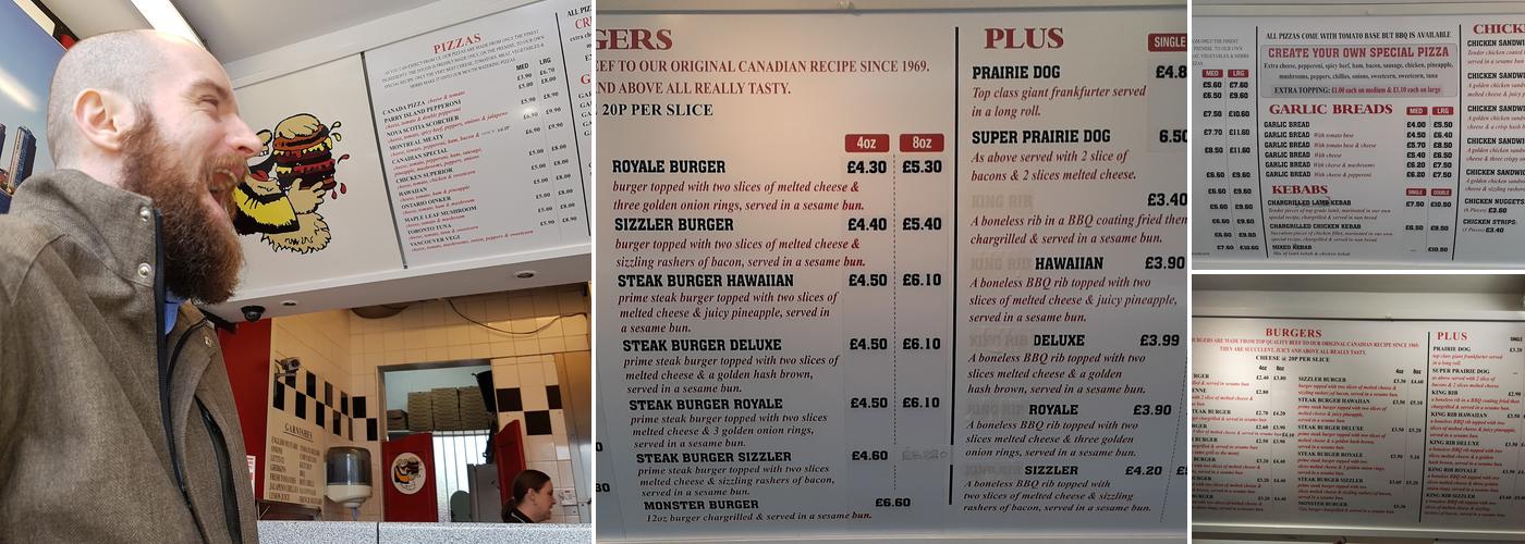 The Canadian Charcoal Pit Menu