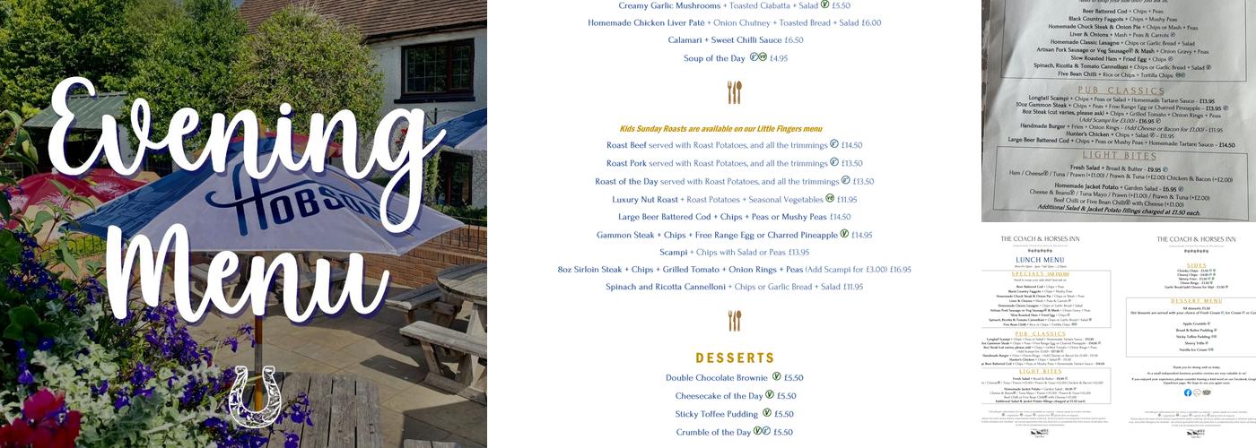 Coach and Horses Inn Menu