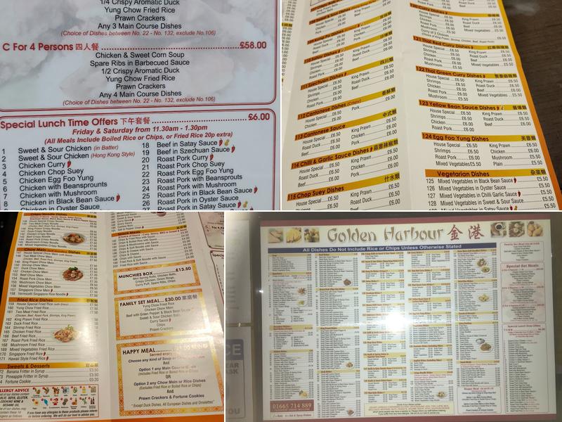 Golden Harbour Chinese Takeaway Menu