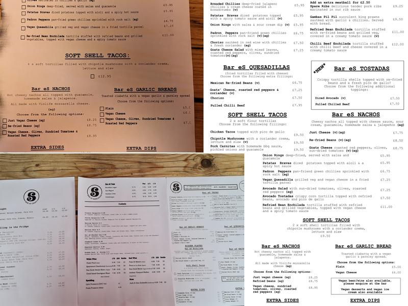 Bar eS Ambleside Menu