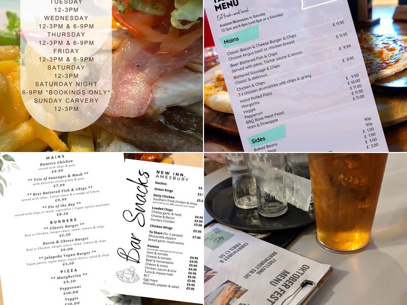 New Inn, Amesbury Menu