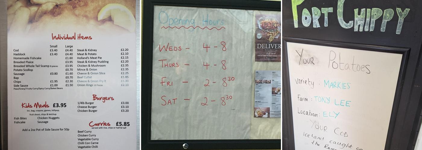 Finney’s @ Port Chippy Menu