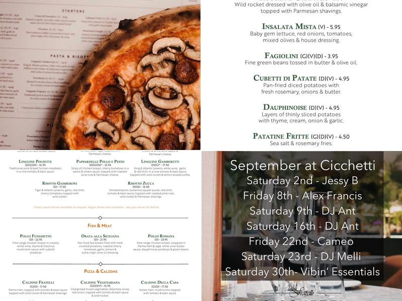 Fratelli Cicchetti Menu