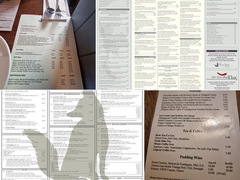 The Fox Inn Menu