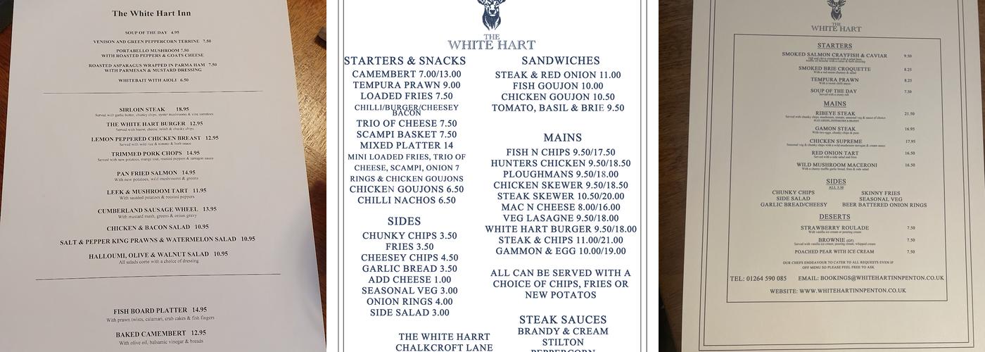 The White Hart Inn Menu