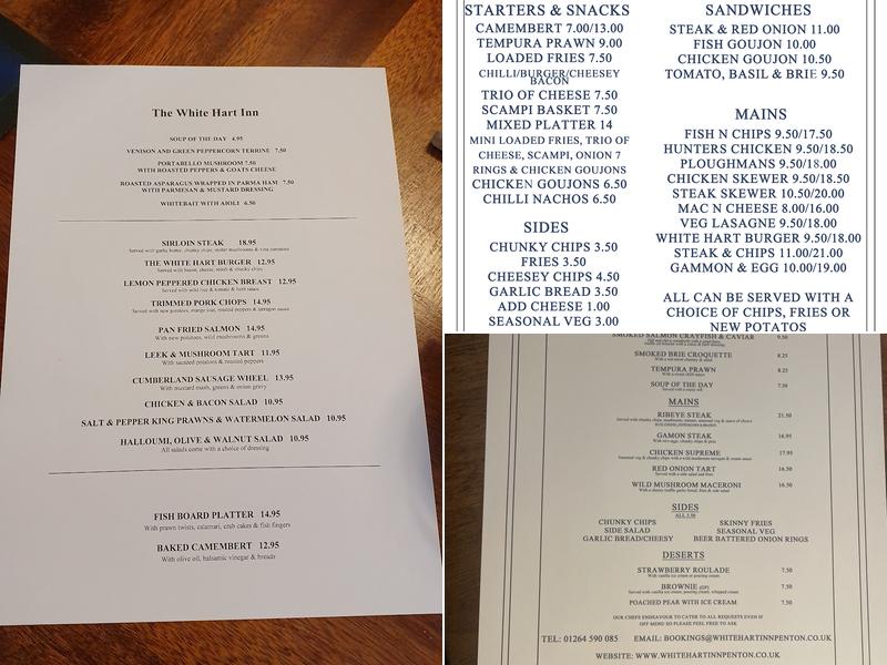 The White Hart Inn Menu