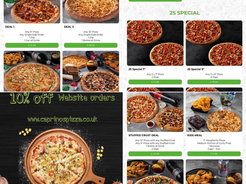 Caprinos Pizza Andover Menu