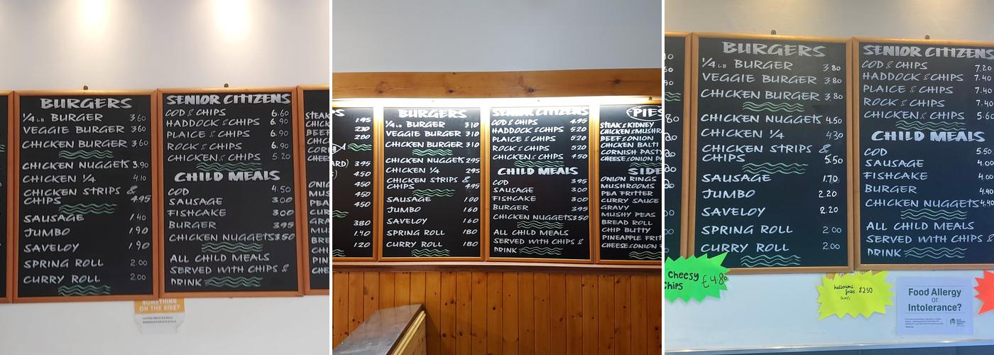 Lemon Plaice Fish and Chips Menu