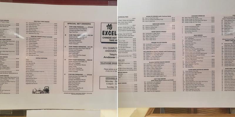 Excelsior Menu