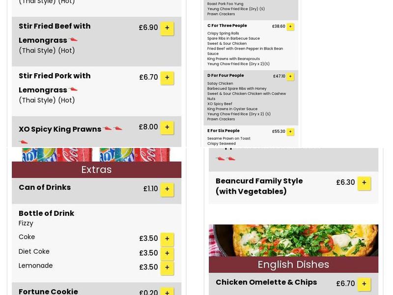 Andover Chinese Takeaway Menu