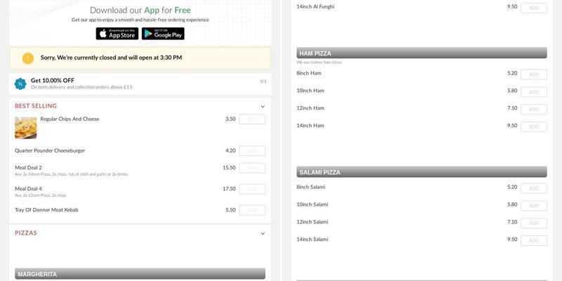 Anlaby Pizza Square Menu