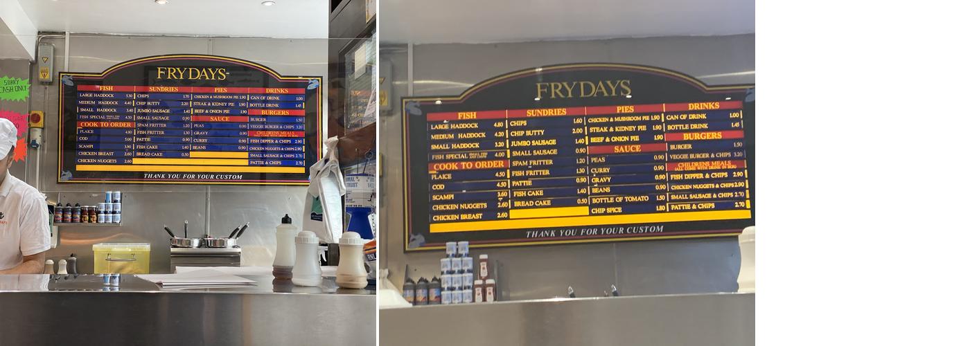 Frydays Menu