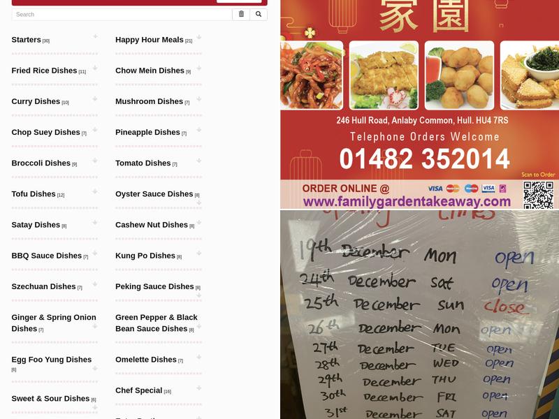 Family Garden Chinese takeaway Menu