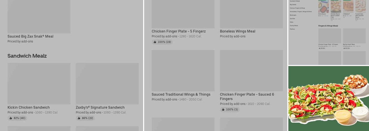 Zaxby's Chicken Fingers & Buffalo Wings Menu