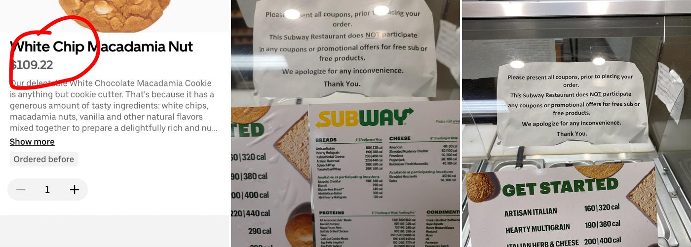 SUBWAY Menu