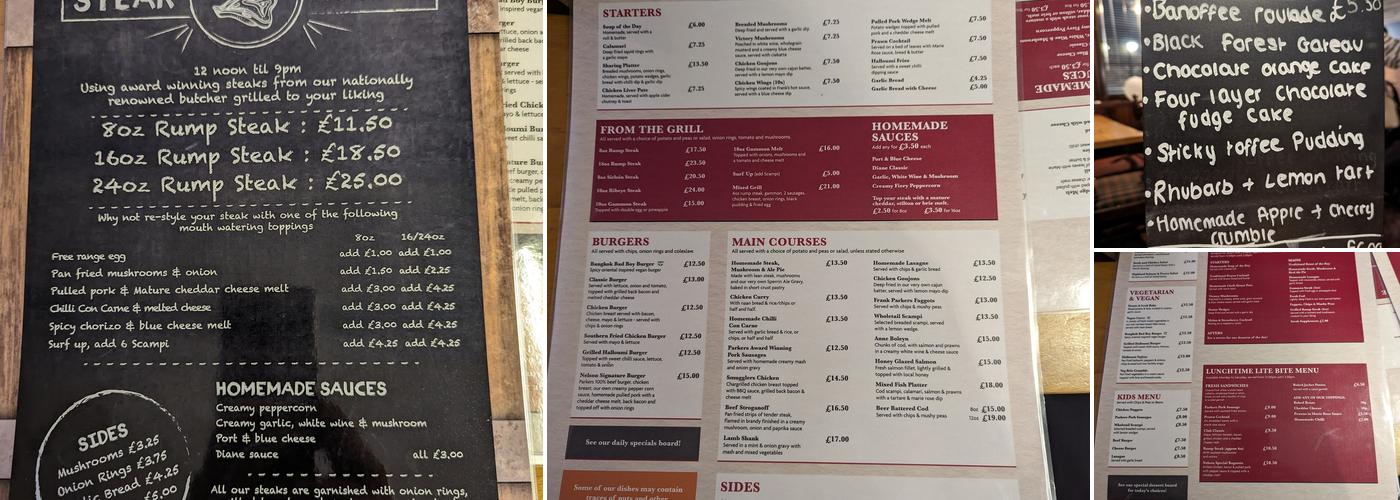 The Lord Nelson Inn Menu