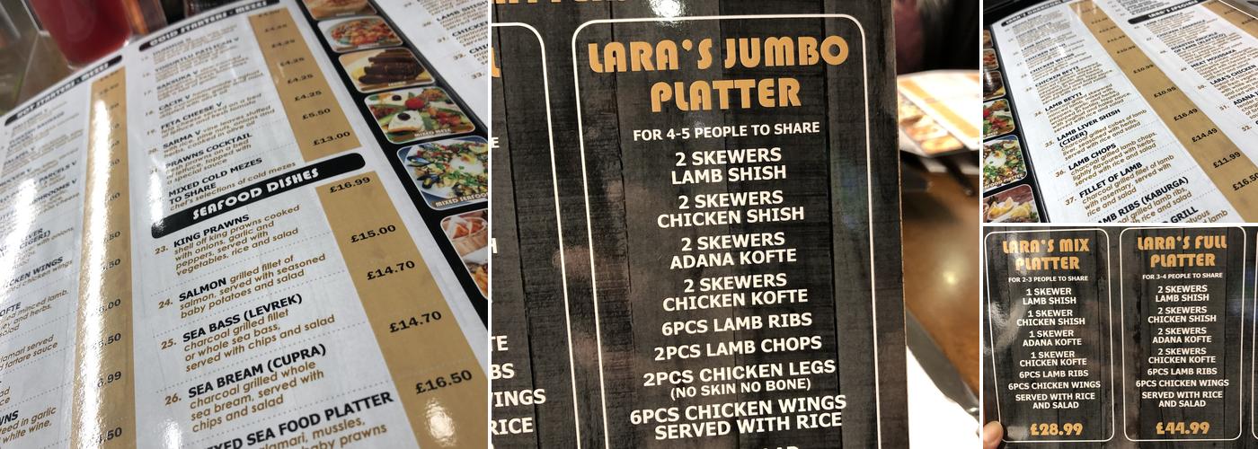 Lara Restaurant Menu