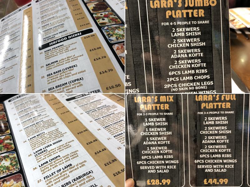 Lara Restaurant Menu