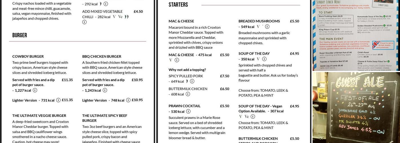 Old Hare & Hounds Menu