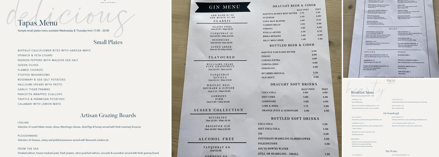 180 Degrees Bar & Kitchen Menu