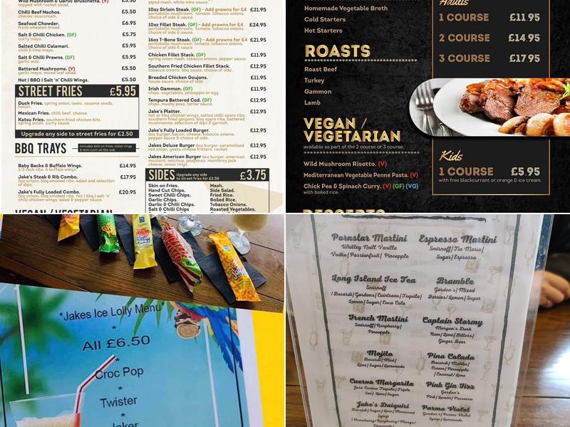 Jakes Cocktail Bar And Grill Menu