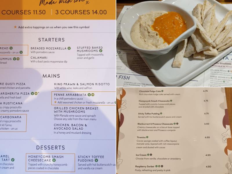 Prezzo Italian Restaurant Windsor Menu