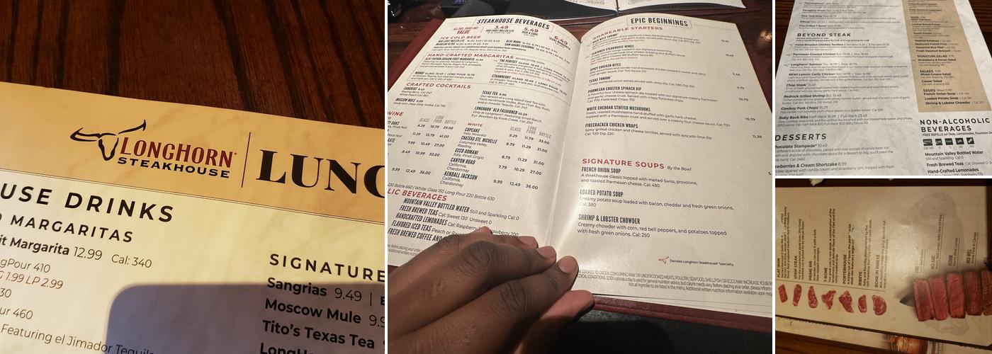 LongHorn Steakhouse Menu