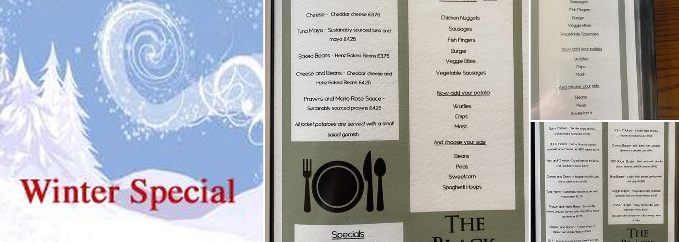 The Black Horse Menu