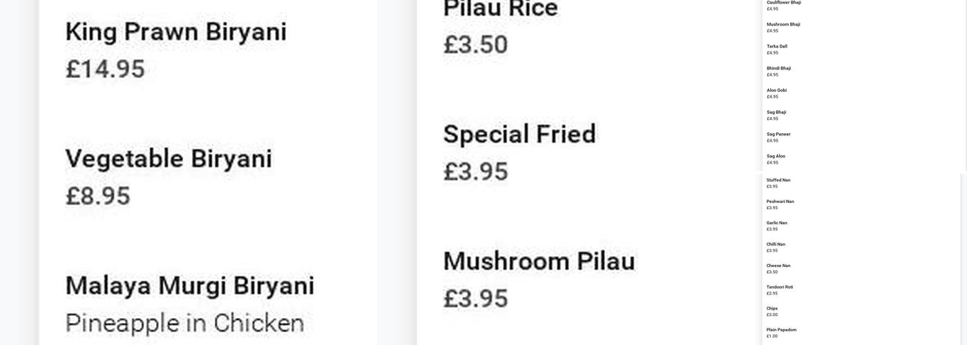 The Lamp Restaurant Menu