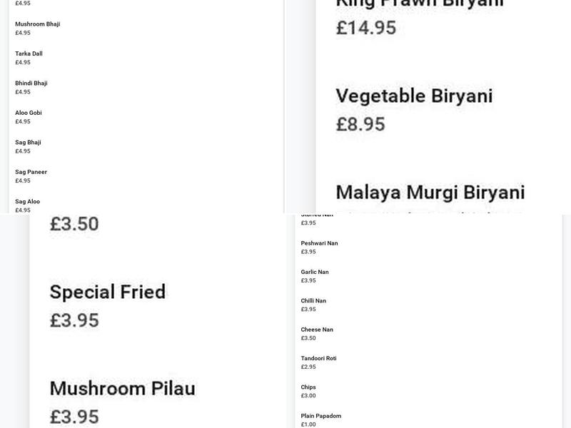 The Lamp Restaurant Menu