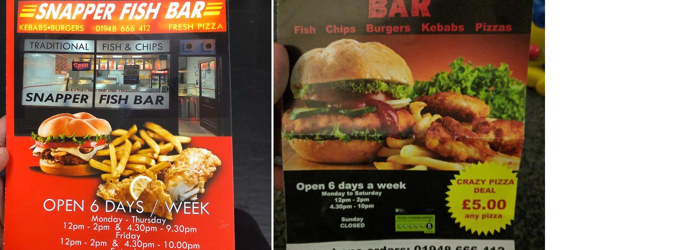 Snapper Fish & Chips Menu