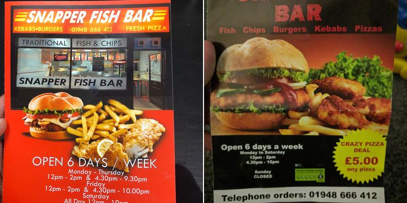 Snapper Fish & Chips Menu