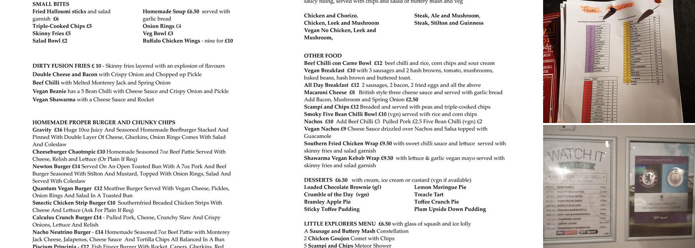 Sir Isaac Newton Menu