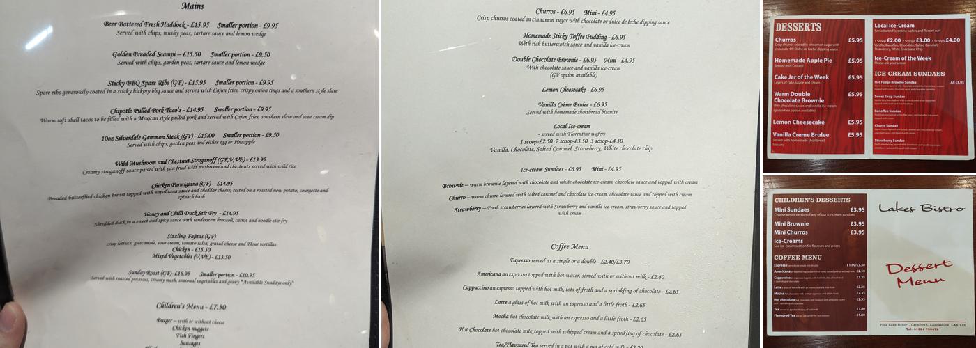 Pine lake Restaurant Menu