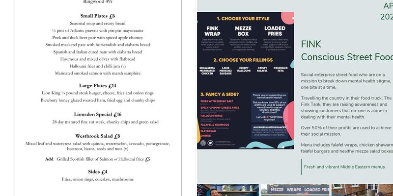 The Red Lion Menu