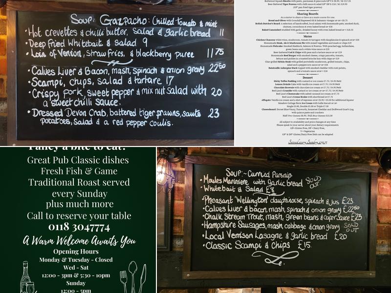 The Red Lion Menu