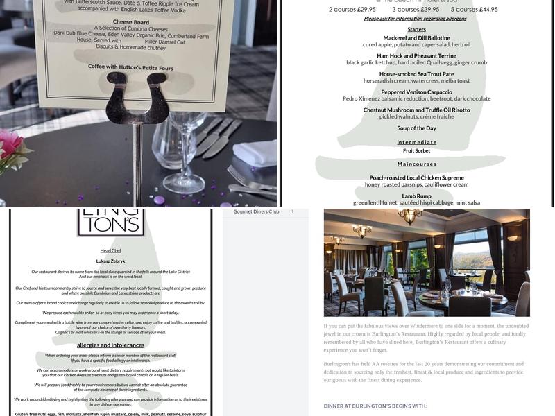 Birlington's Restaurant Menu