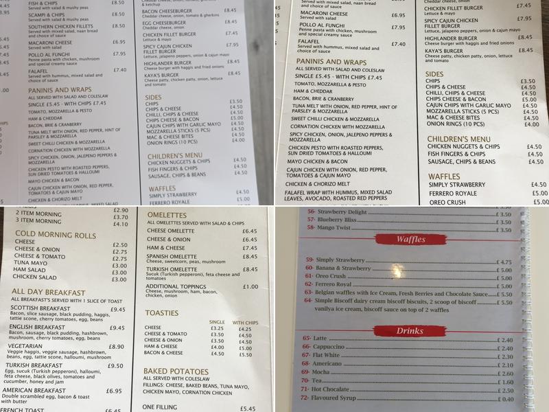 Kaya’s Cafe Menu