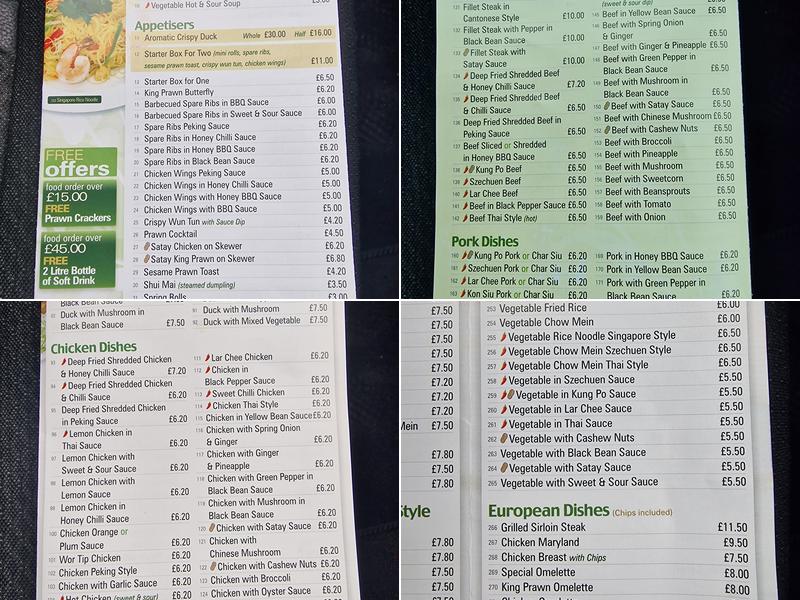 Amber Chinese Takeaway Menu