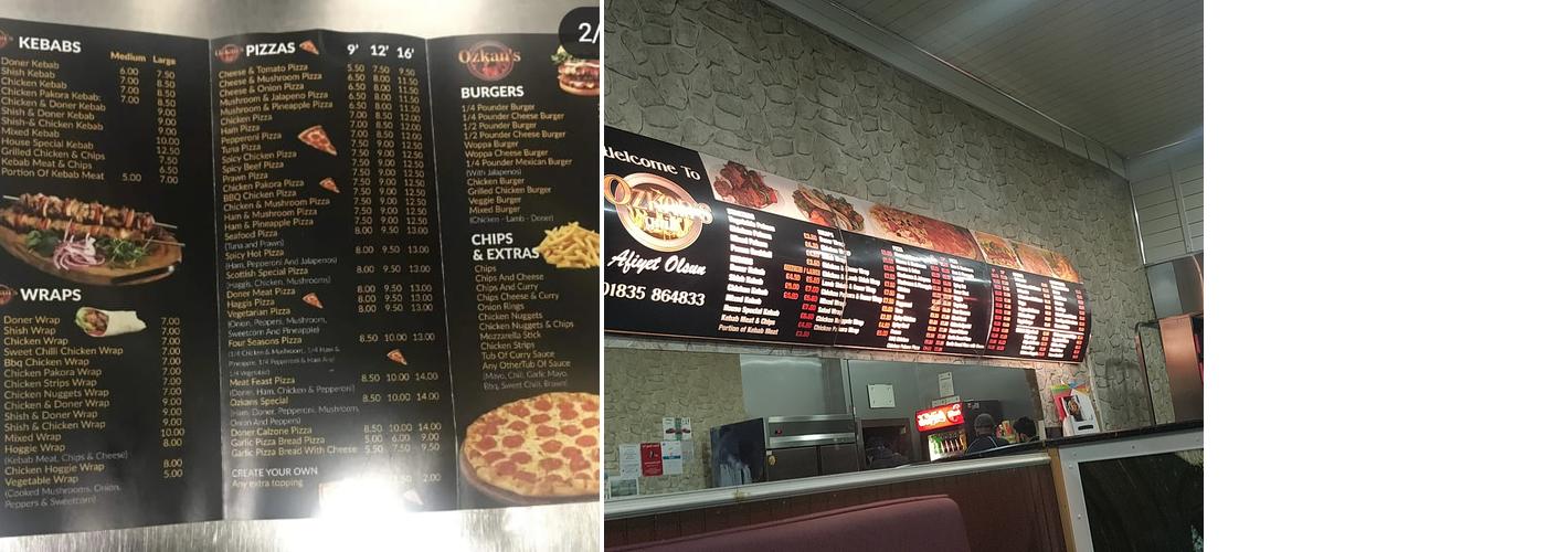 Ozkan's Grill - Jedburgh Menu