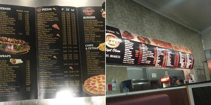 Ozkan's Grill - Jedburgh Menu