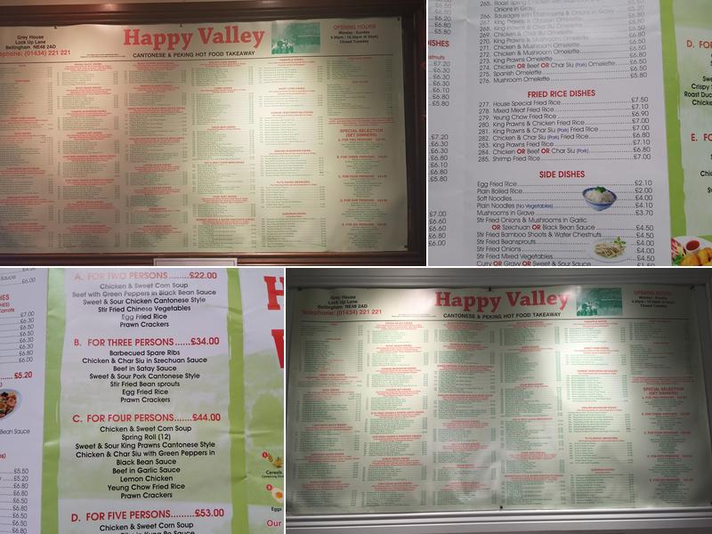 Happy Valley Menu
