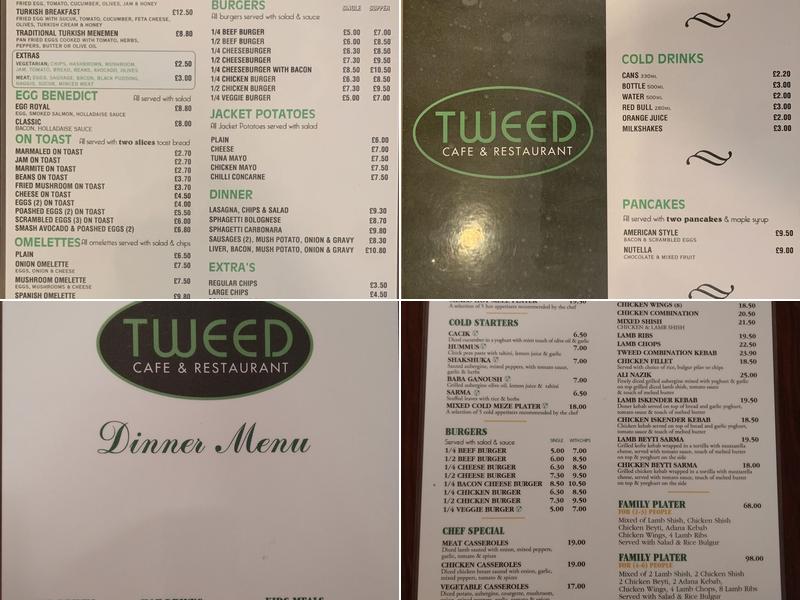Tweed Cafe & Restaurant Menu