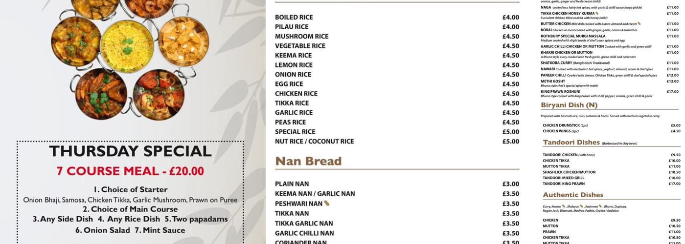 Anisha's Indian Restaurant Menu