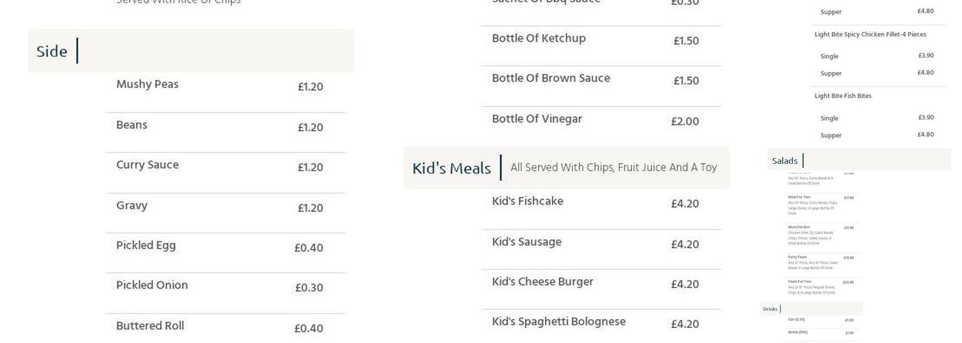 Montrose Fish Bar Menu