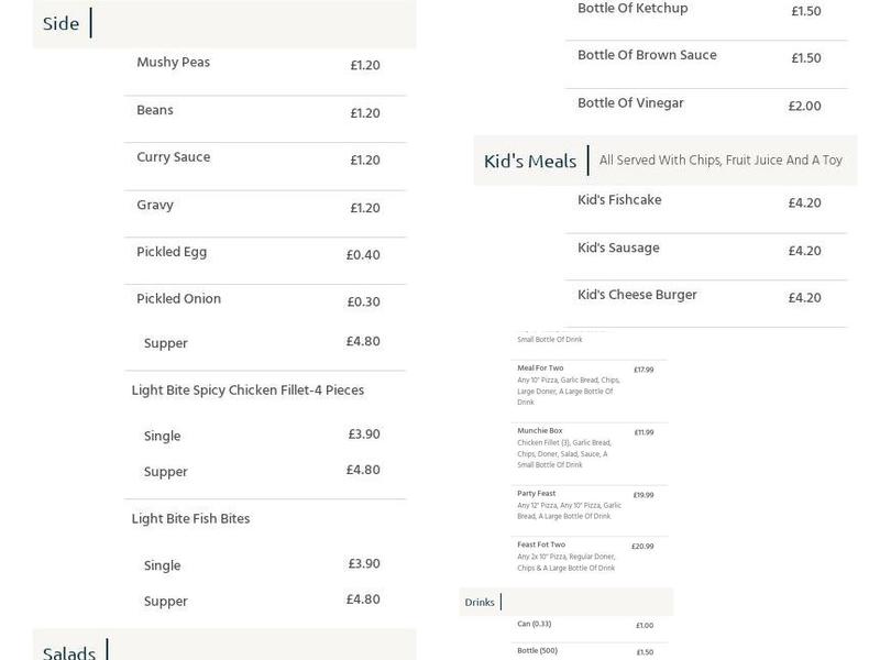 Montrose Fish Bar Menu