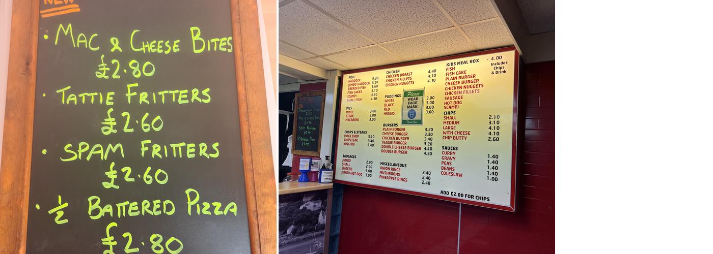 Kintore Fish Bar Menu